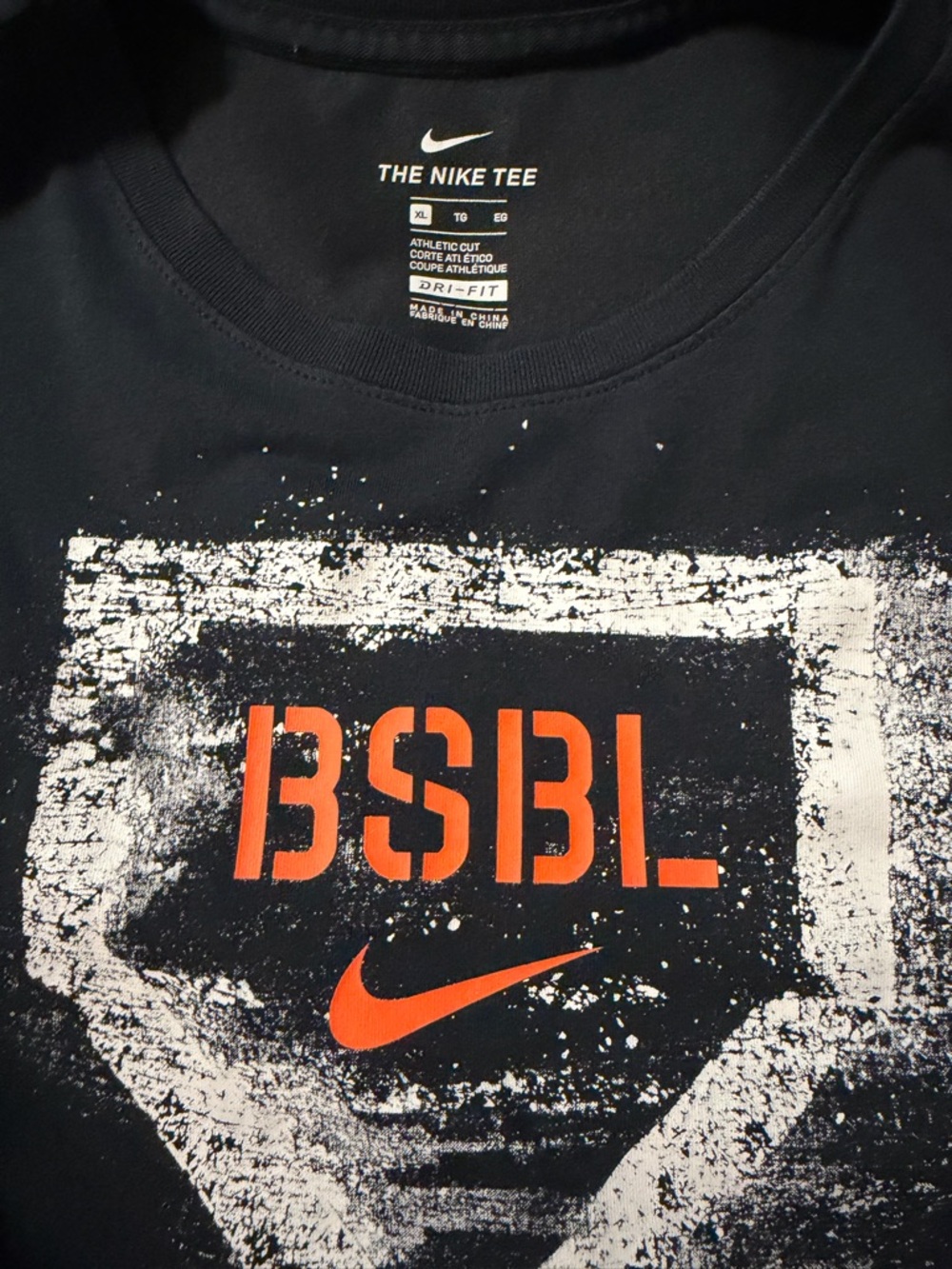 Nike Black Tee with Orange BSBL Graphic